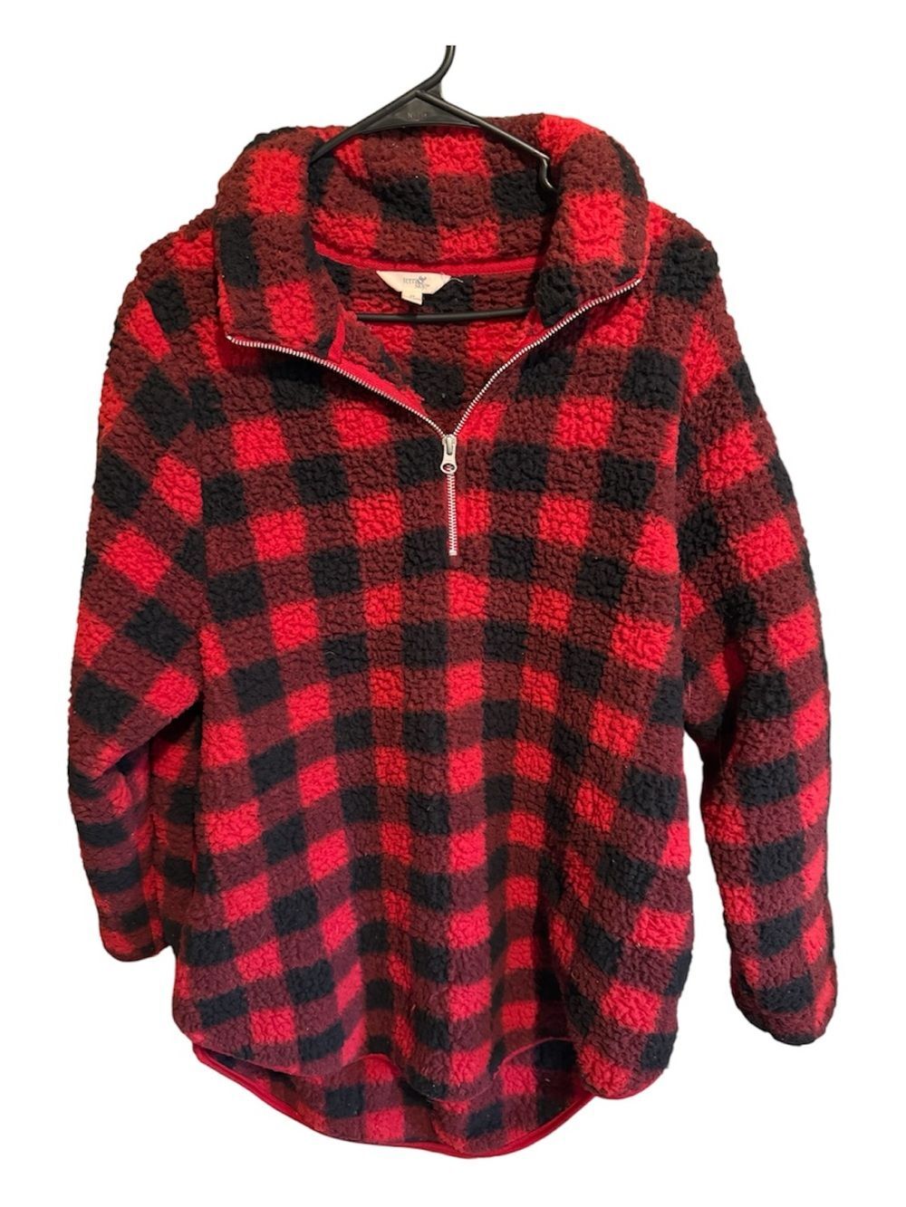 Red & Black Buffalo Plaid Sherpa Pullover